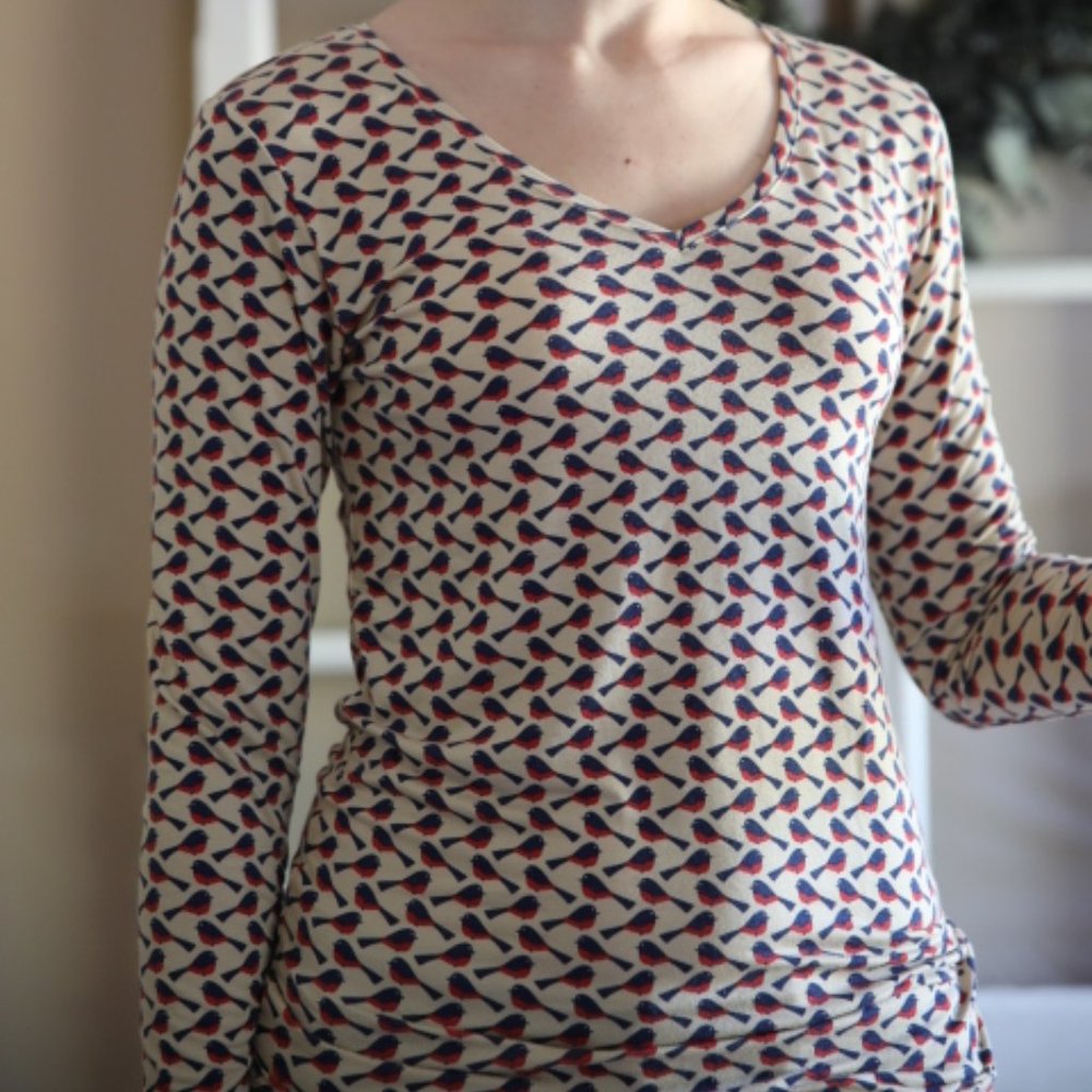 Bird Printed Long Sleeve Shirt